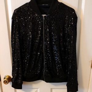 Cable & Gauge Black Sequin Bomber Jacket